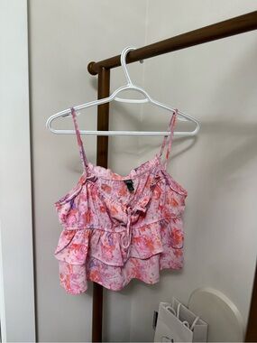 wild fable Pink Floral Ruffle Tiered Camisole